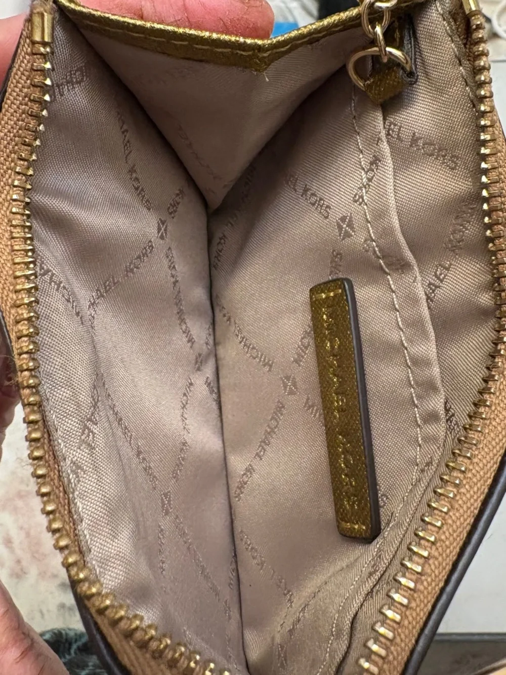 Michael kors gold saffiano leather keyring cardholder wallet